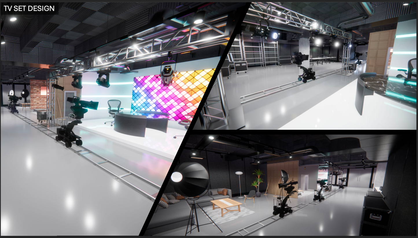 SOUNDASSURED ACOUSTICS DESIGN SERVICES - TV SET DESIGN 3D RENDERING