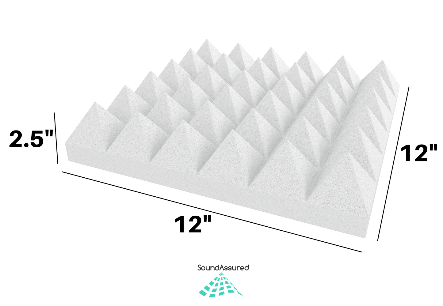 White Acoustic Foam Panels - 12x12x2.5"
