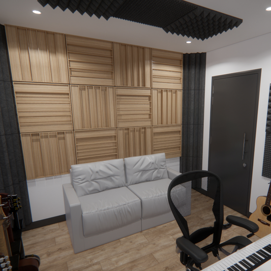 Well Quadratic Residue Diffusers Inside Of A Home Recording Studio - Placement On The Back Wall