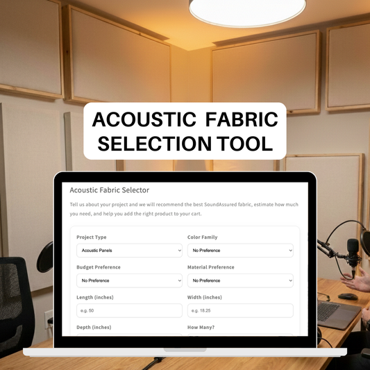 Acoustic fabric selector tool for choosing the best acoustically transparent fabric for panels, walls, and DIY sound treatment