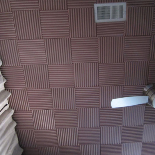 rosy beige acoustic foam installed on ceiling 1