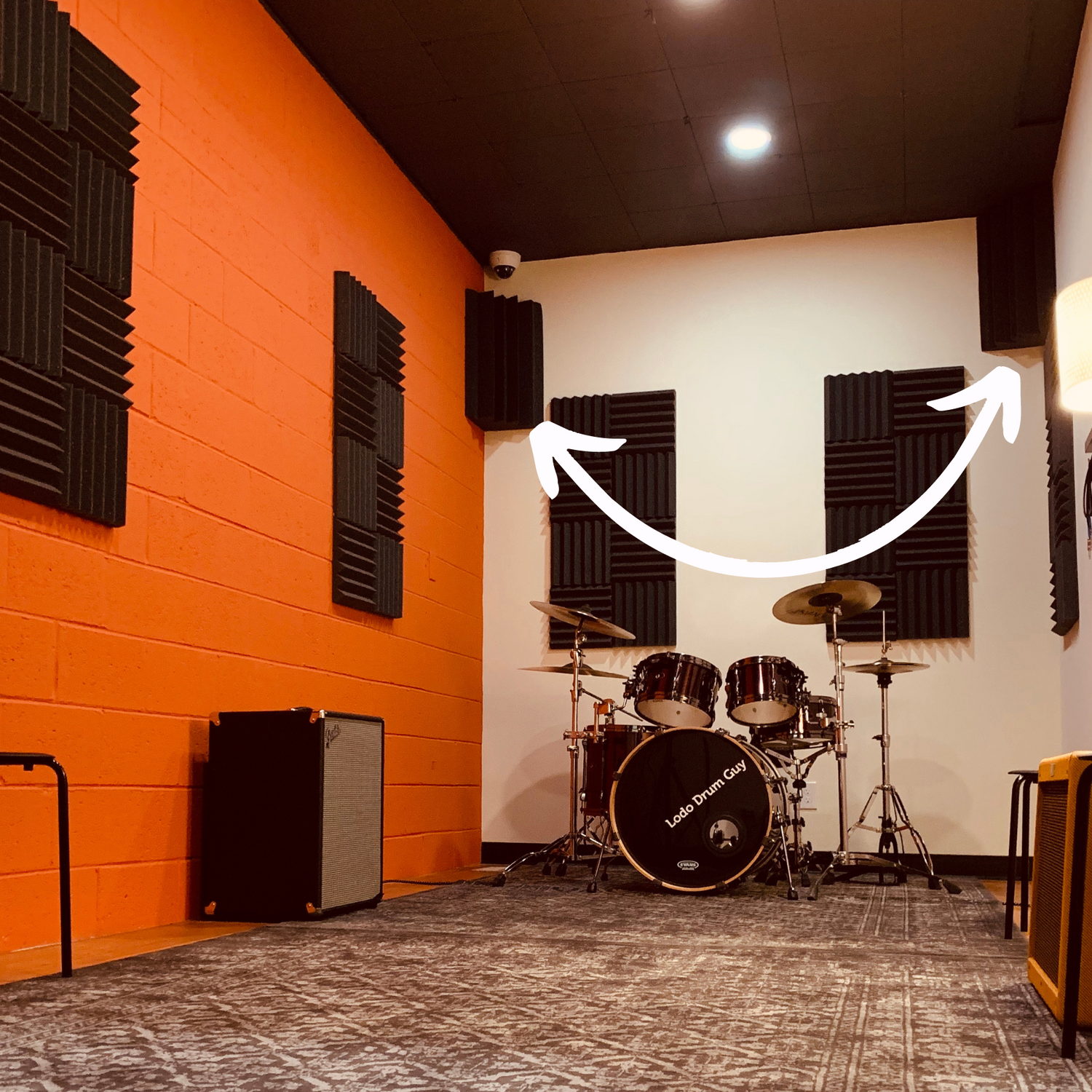 Corner Bass Traps Installed Inside Of A Rehearsal Studio - Music Range Denver CO