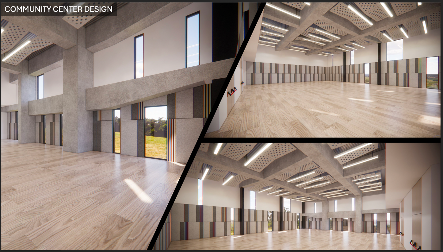 SOUNDASSURED ACOUSTICS DESIGN SERVICES - COMMUNITY CENTER 1 3D RENDERINGS