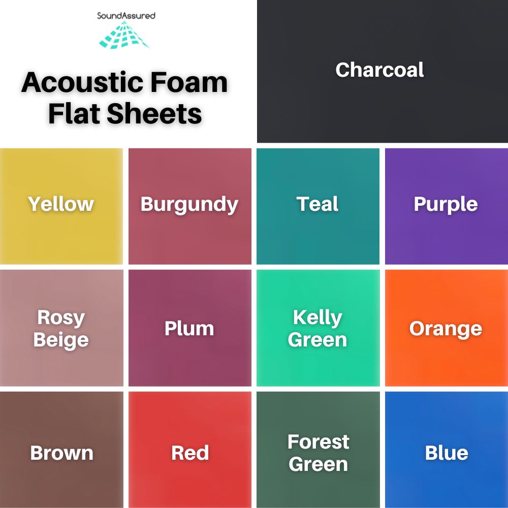 flat acoustic foam sheets - color options chart