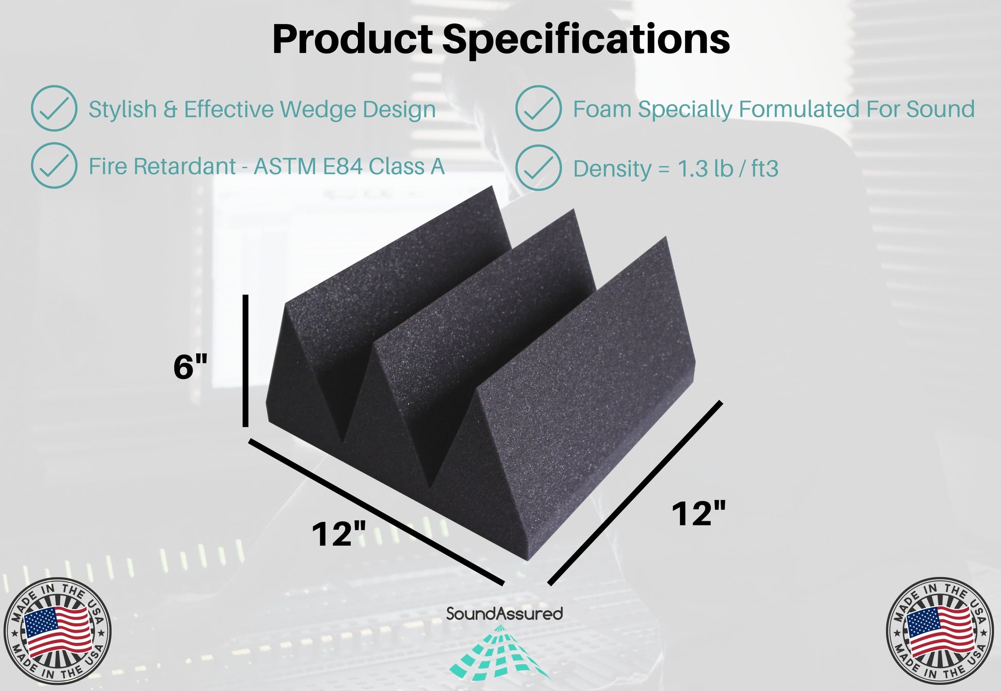 SoundAssured Mounting Tape for Acoustic Foam - Double Sided Adhesive Squares for Easy Installation