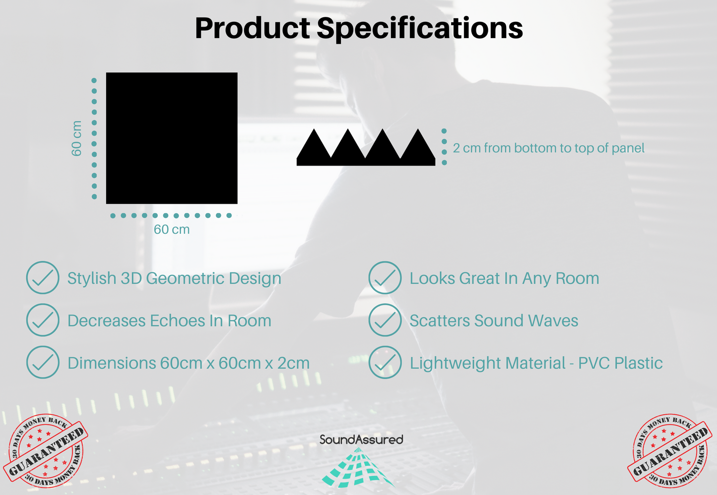 12 Pack - PVC Geometric 3D Wall Panel For Sound Diffusion - Modern 3D Design For Walls And Ceilings