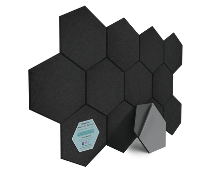 Black hexagon felt acoustic panel 12 pack