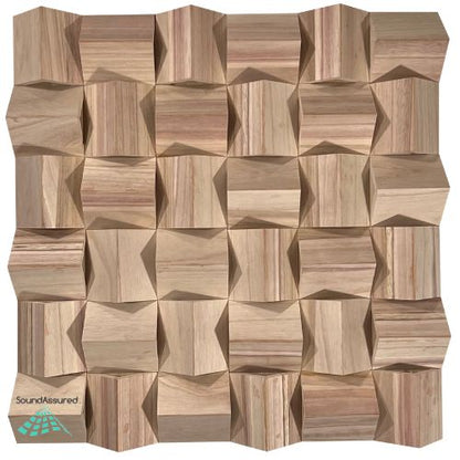 Paulownia Wood Acoustic Diffuser - Wooden Acoustic Diffusion Panel - 60 x 60 cm