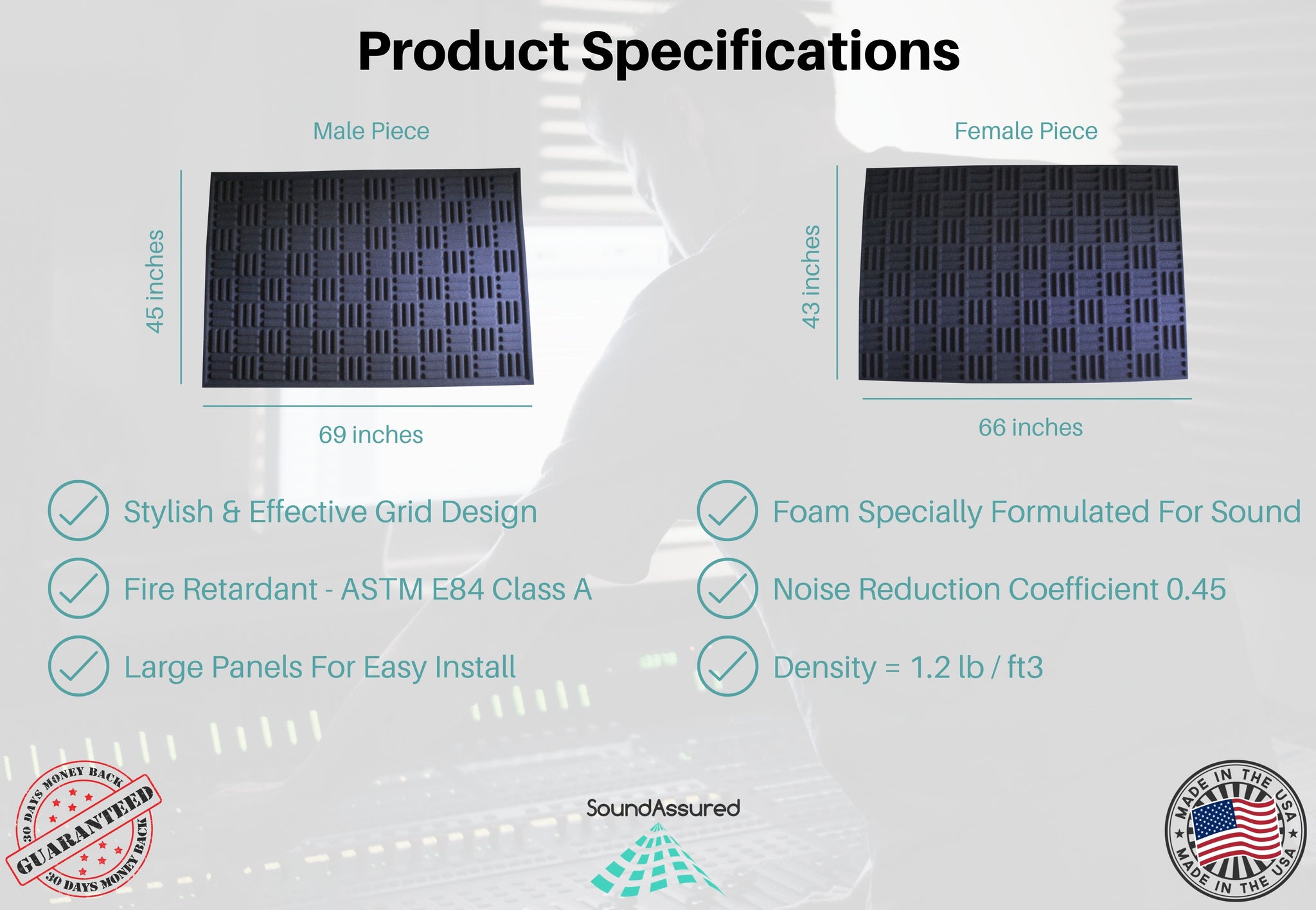 Grid Style Acoustic Foam Panels Acoustic Foam Room Kits SoundAssured