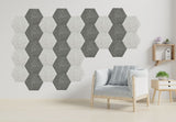 Hexagon PET Felt Acoustic Panels - 12 Pack - Eco Friendly Sound Absorption Panels